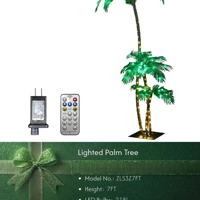 LIGHTED 6 FT ARTIFICIAL PALM TREE OUTDOOR DECOR W/ REMOTE