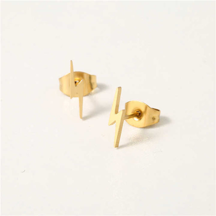 18K gold plated stainless steel lightning bolt stud earrings by Forge and Lumber