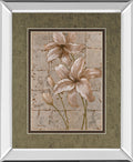 Lilies On Silver Il By Vivian Flasch - Mirror Framed Print Wall Art - Light Brown