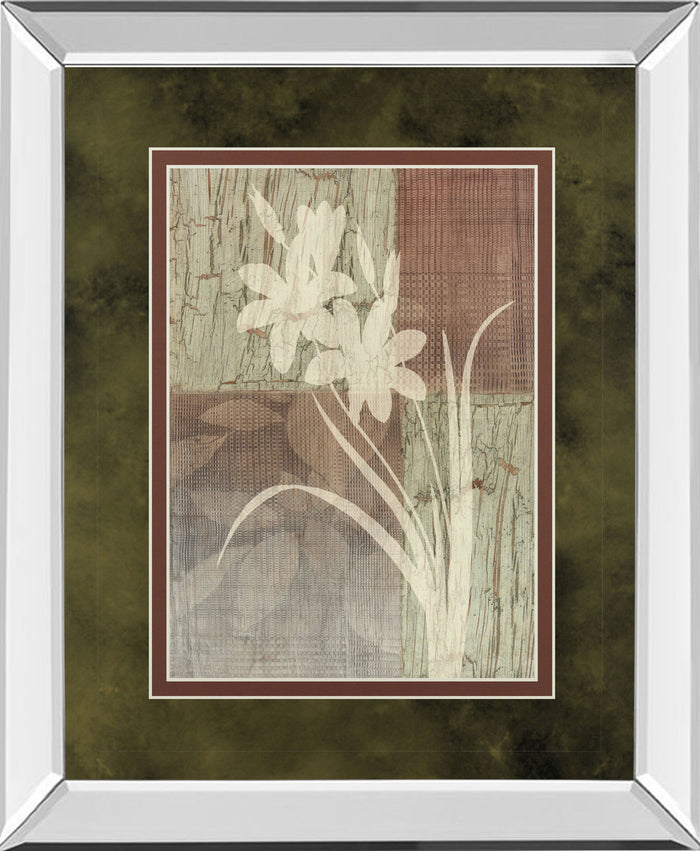 Lily Silhouette By Various - Mirror Framed Print Wall Art - Light Brown