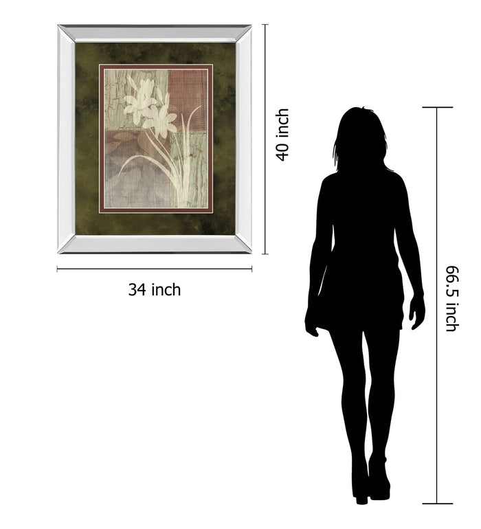 Lily Silhouette By Various - Mirror Framed Print Wall Art - Light Brown
