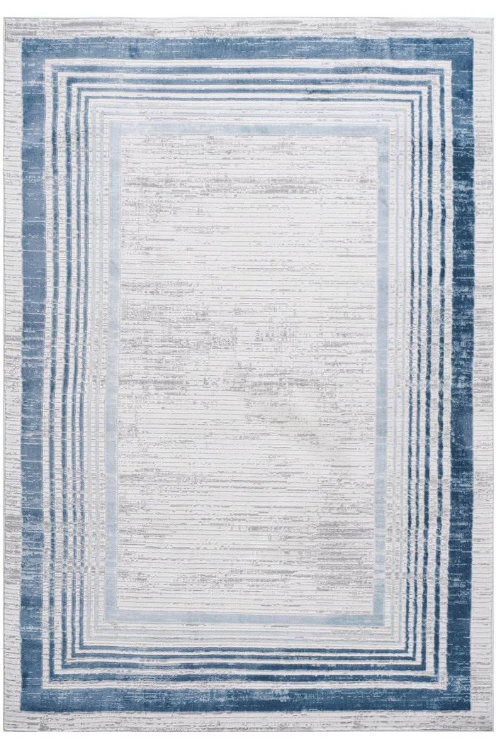 Marfi - 6' X 9' Bordered Area Rug - Blue / Ivory