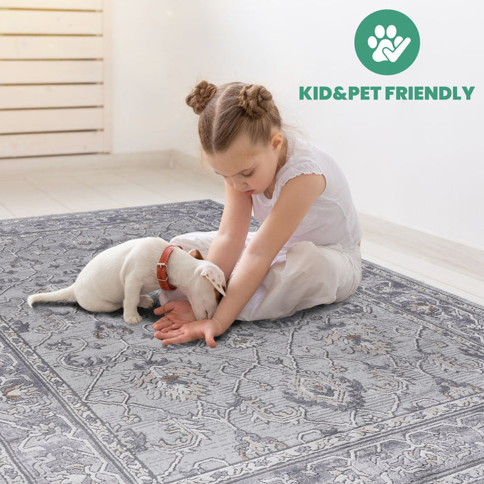 Marfi - 6' X 9' Oriental Area Rug - Ivory / Gray