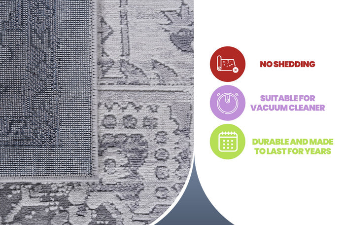 Marfi - 6' X 9' Oriental Area Rug - Silver