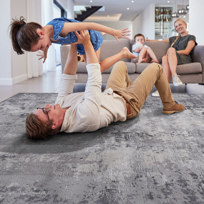 Marfi - 8' X 10' Abstract Area Rug - Light Gray