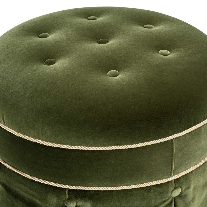 Maribel - Round Accent Ottoman - Olive Green