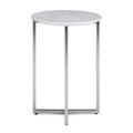 Marsden - Side Table With Polished Base - White / Silver