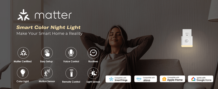 Matter ThirdReality Smart Color Nightlight Type C - 3RD_P1MFCNLA1-W-EU - Vesternet