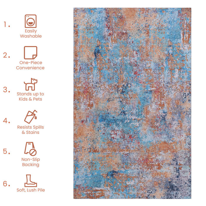 Maval - 6' X 9' Washable Area Rug - Multi