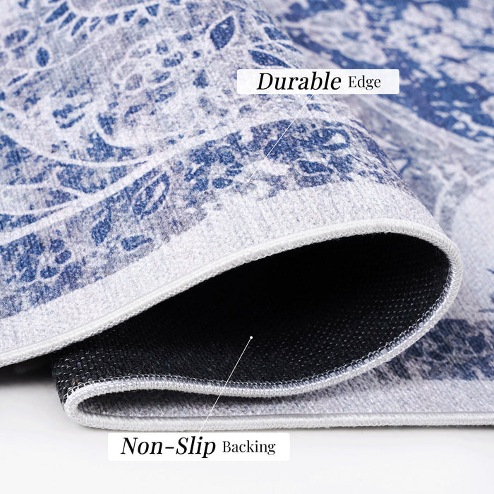 Maval - 8' X 10' Washable Area Rug - Blue