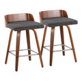 Maya - Mid Century Modern Fixed Height Counter Stool & Swivel With Square Footrest (Set of 2)