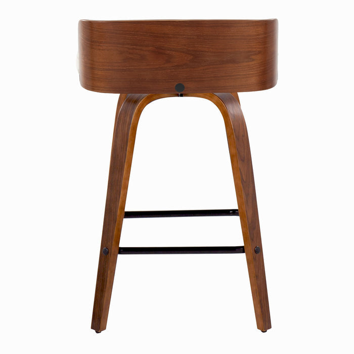 Maya - Mid Century Modern Fixed Height Counter Stool With Swivel And Square Footrest (Set of 2)