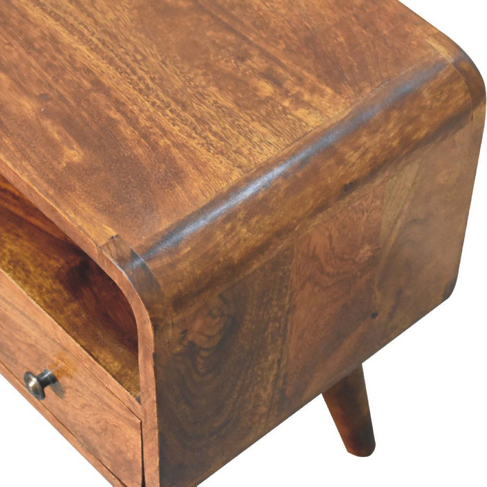 Mini Curved Media Unit - Chestnut