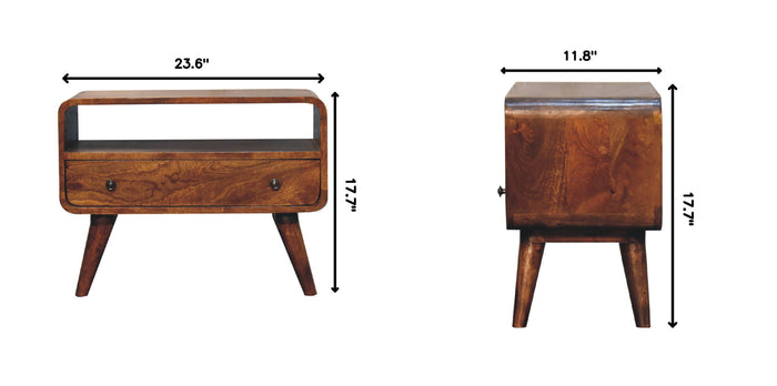 Mini Curved Media Unit - Chestnut