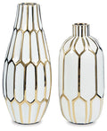 Mohsen - Indoor/Outdoor Vase Set (Set of 2) - Gold Finish / White