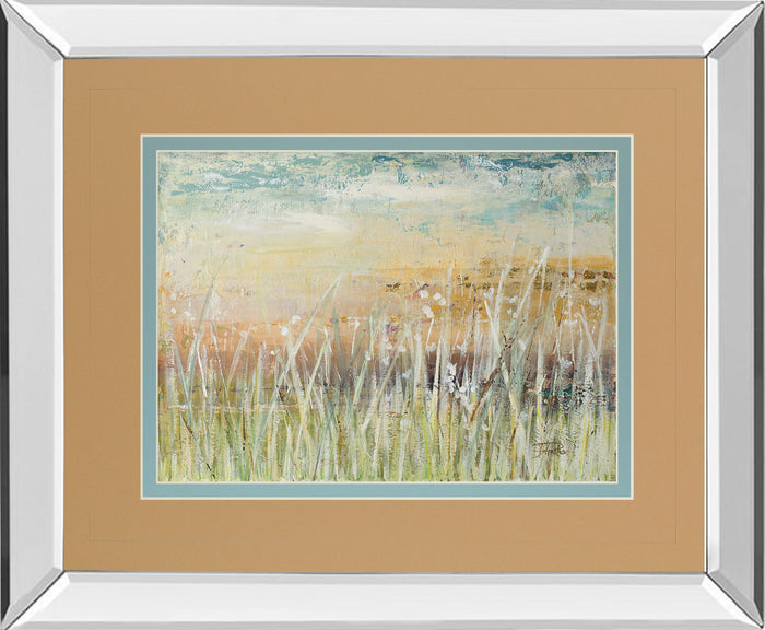 Muted Grass By Patricia Pinto - Mirror Framed Print Wall Art - Light Brown