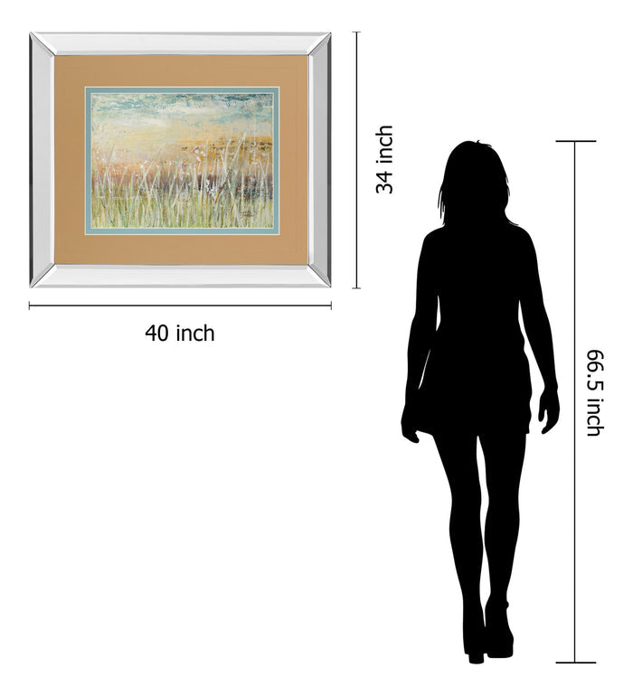 Muted Grass By Patricia Pinto - Mirror Framed Print Wall Art - Light Brown