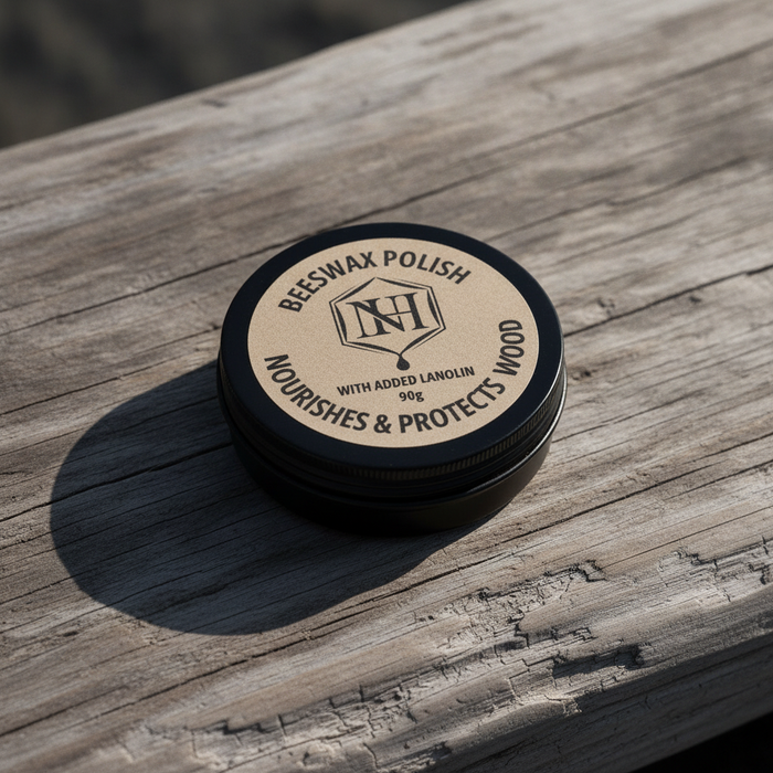 Natural beeswax wood polish tin for wooden ring care