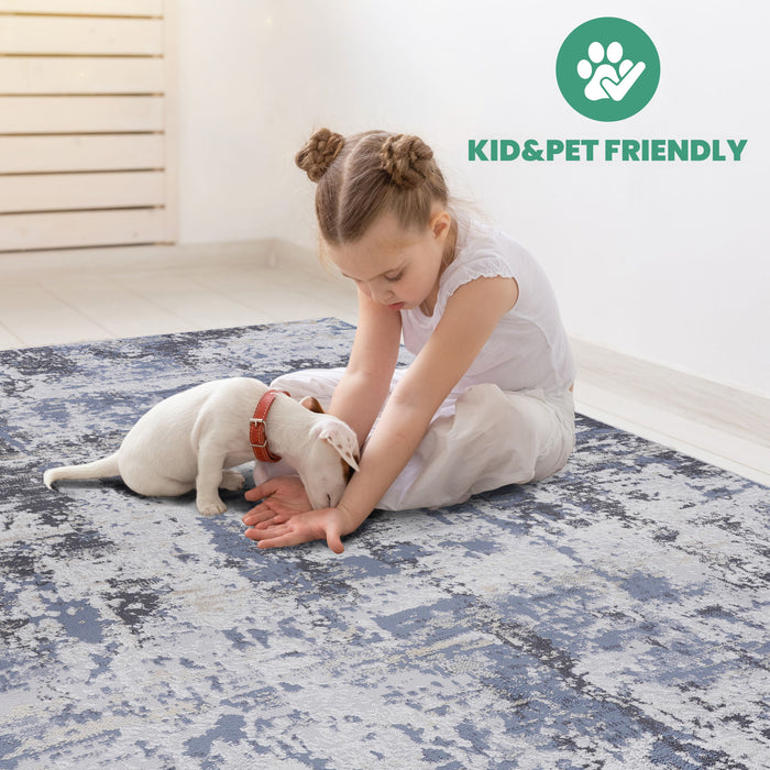 Payas - 6' X 9' Abstract Area Rug - Gray / Denim