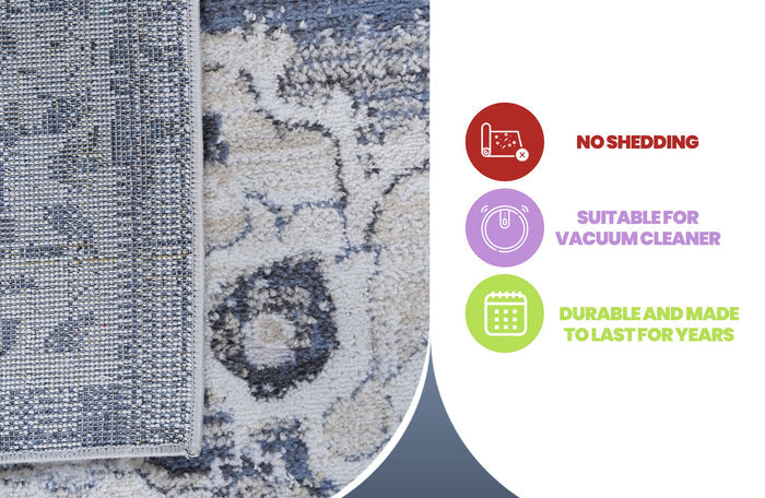 Payas - 8' X 10' Medallion Area Rug - Cream / Blue
