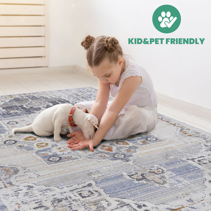 Payas - 8' X 10' Medallion Area Rug - Cream / Gold