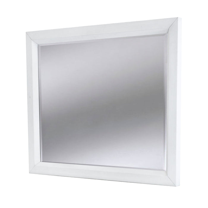Point Breeze - Rectangular Dresser Mirror - Fresh White W/ Soft Gray Glaze by Finn & Louise, view 1