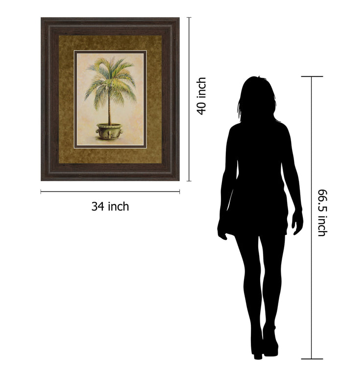 Potted Palm Il - Framed Print Wall Art - Light Brown