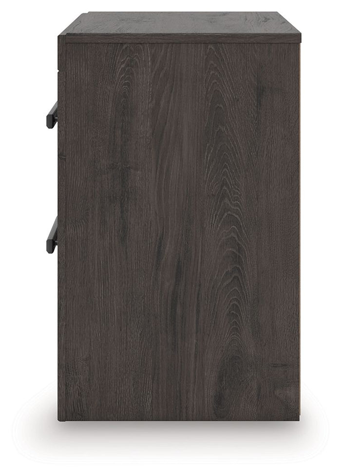 Prendonea - Two Drawer Night Stand - Charcoal