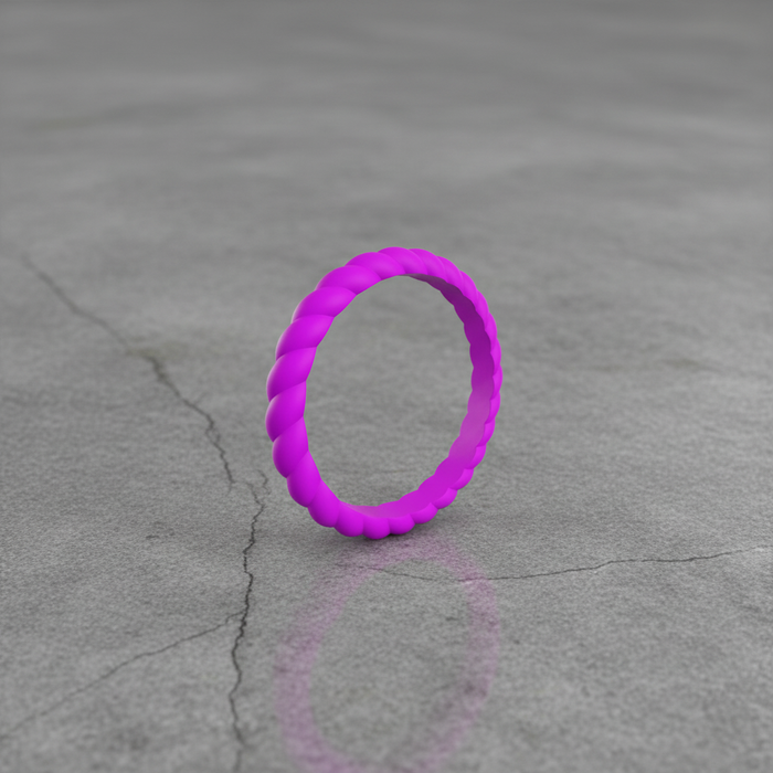 Purple Pinnacle 3mm braided stackable silicone ring