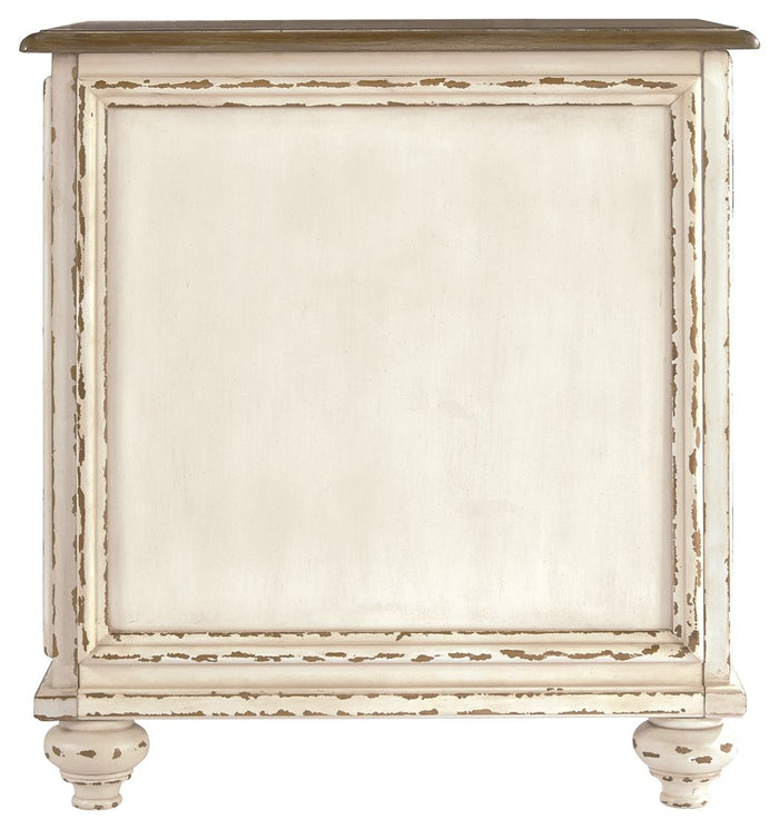 Realyn - Chair Side End Table - Insert Mirror - White / Brown