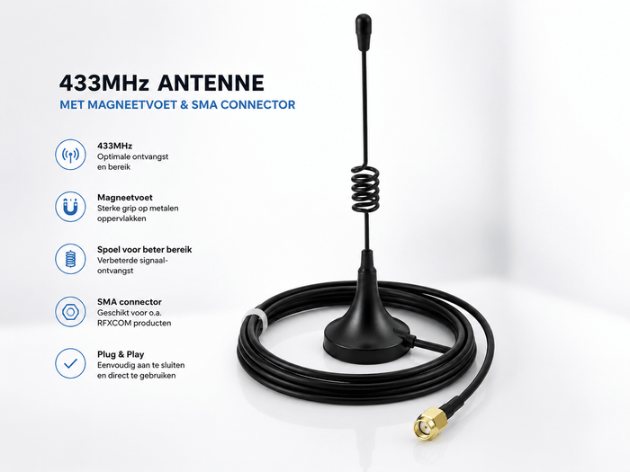 RFXCom 433 MHz Antenna with Magnetic Base and 1m Cable -  - Vesternet