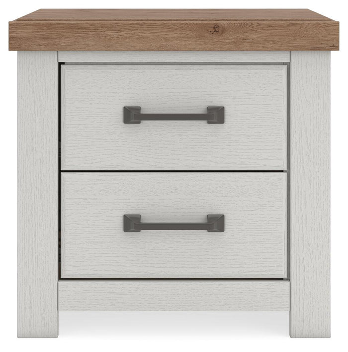 Savonport - Two Drawer Night Stand - White / Brown