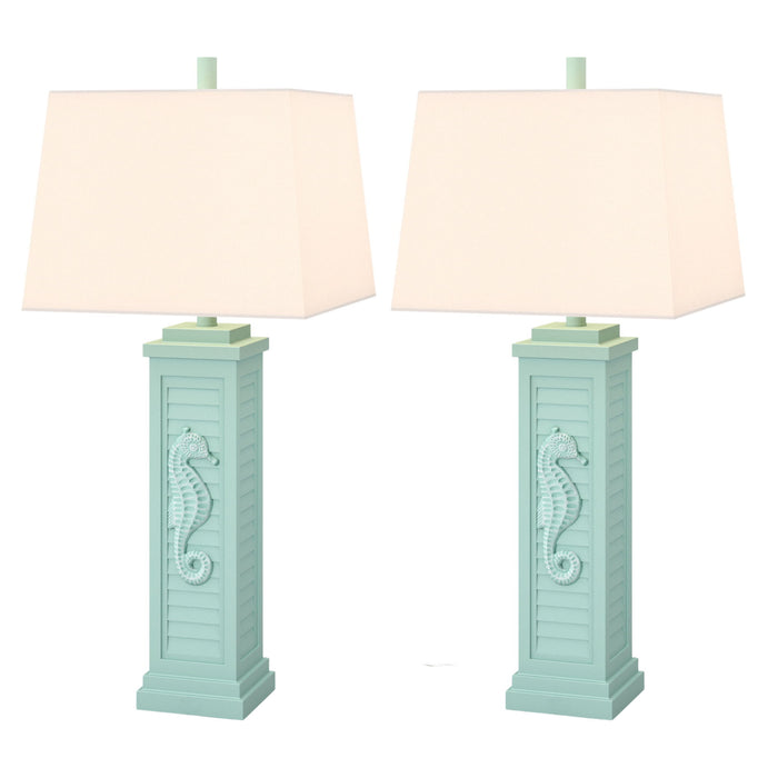 Sea Horse Shutter - Shutter Lamp With USB (Set of 2) by Lux Lighting, view 1