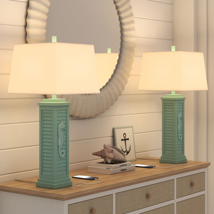 Sea Horse Shutter - Shutter Lamp With USB (Set of 2)