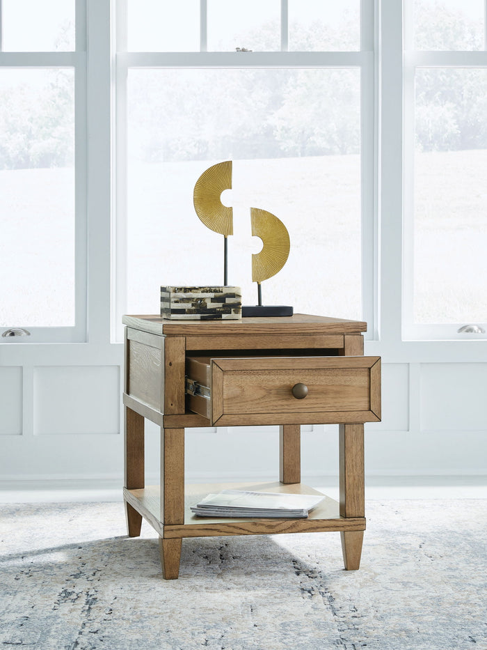 Sharlance - Rectangular End Table - Light Brown