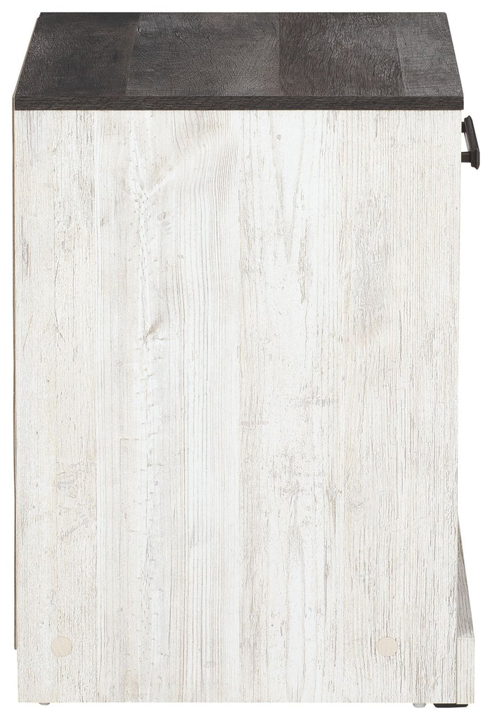 Shawburn - One Drawer Night Stand - Whitewash / Charcoal Gray