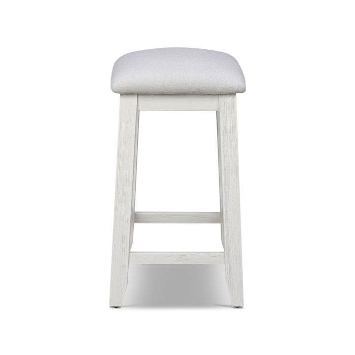 Surfside - Backless Upholstered Stool - Weathered White / Gray by Sea Winds, view 4