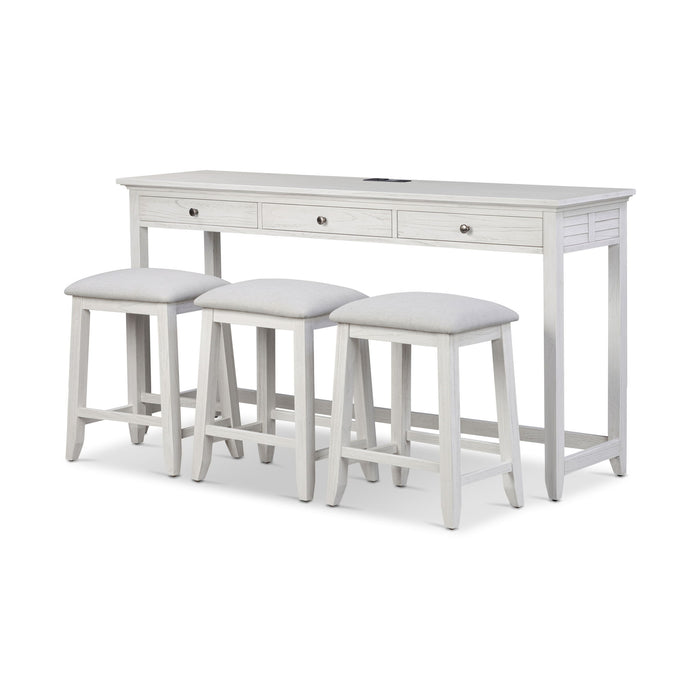 Surfside - Backless Upholstered Stool - Weathered White / Gray