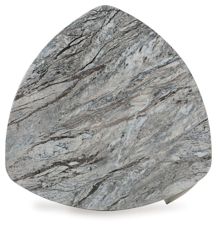 Surmour - Triangle End Table - Gray / Brown
