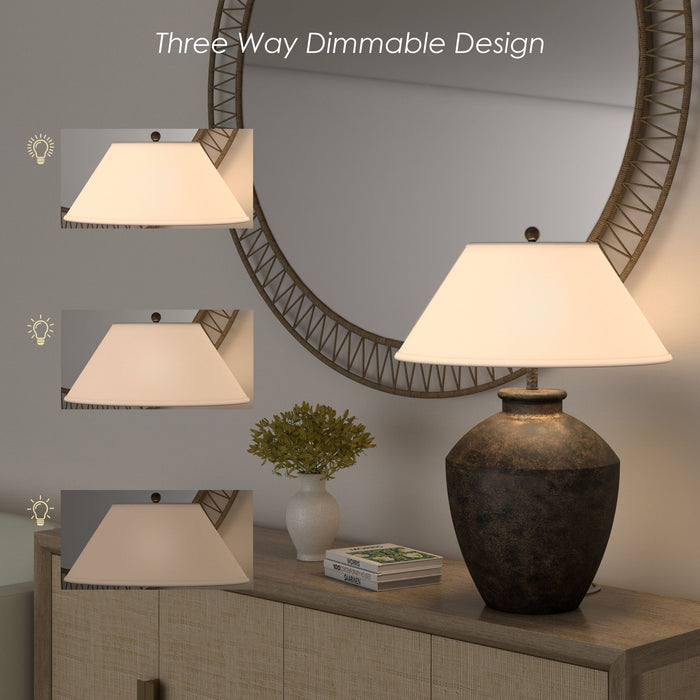 Terracotta - Resin Table Lamp - Black / Bronze