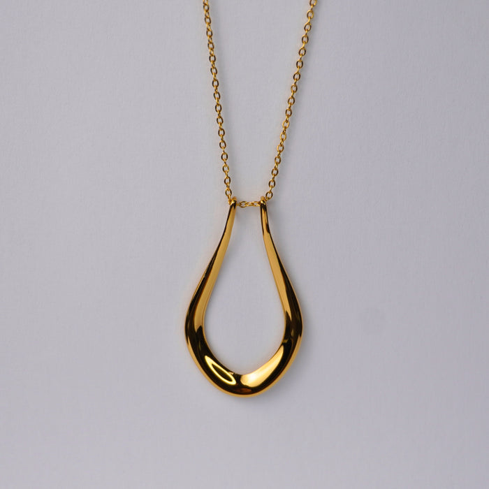 18k gold plated Abalone ring holder necklace from Forge and Lumber with adjustable chain and anti-tarnish finish