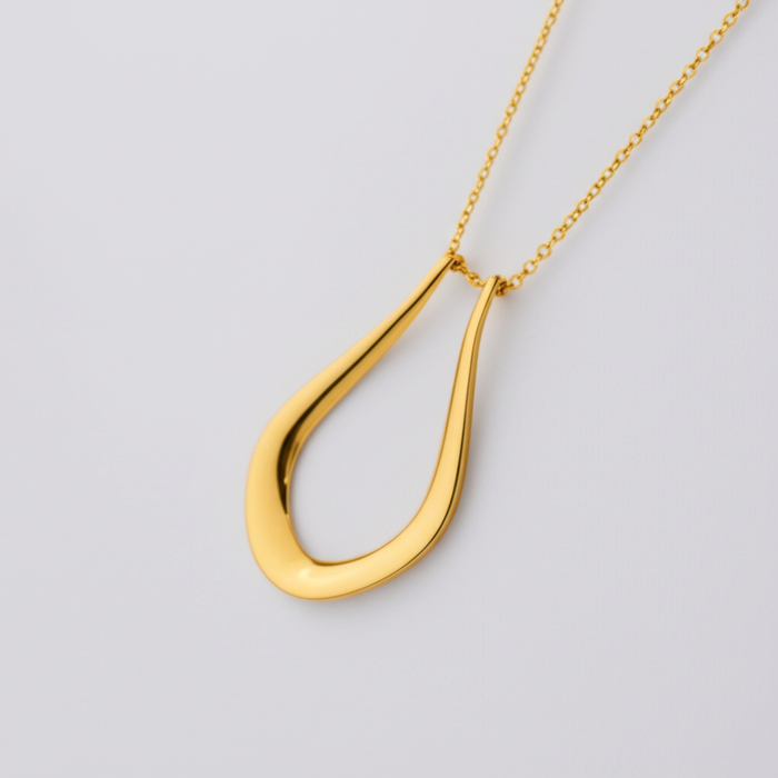 The Abalone teardrop ring holder pendant in 18K gold plate