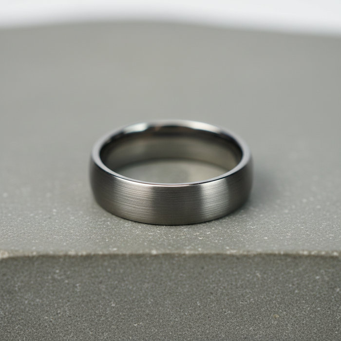 The Bedrock, a 6mm round-profile tungsten band