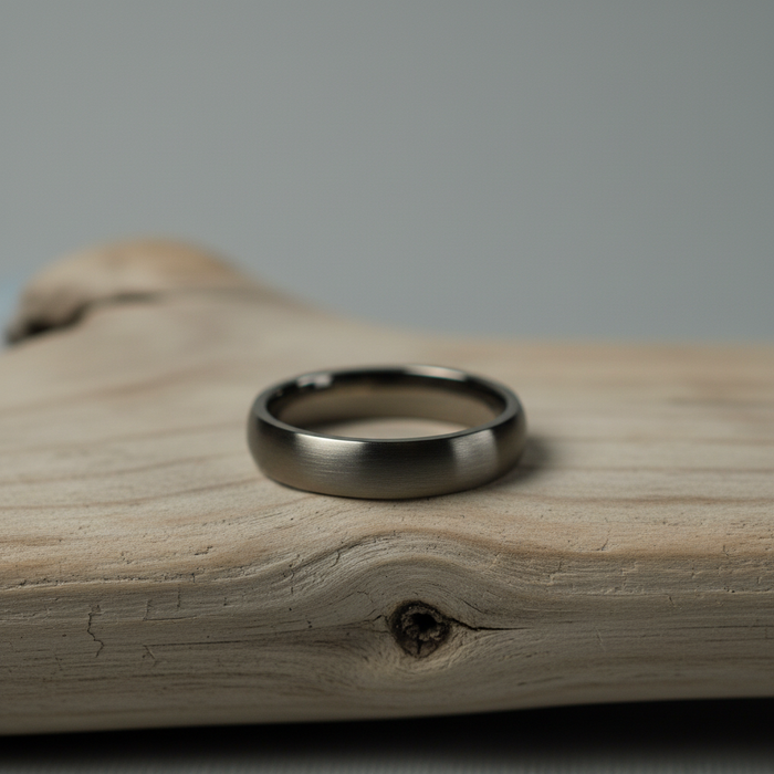 The Claymore 4mm titanium ring shown close up