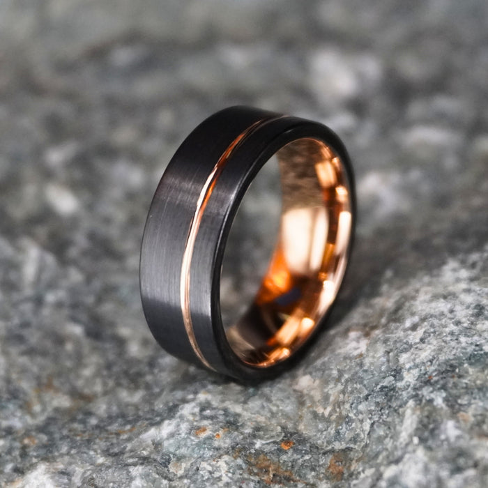 The Farrier 8mm black and gold plated tungsten wedding band