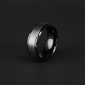 The Fortress 8mm, a bevelled gunmetal plated tungsten band