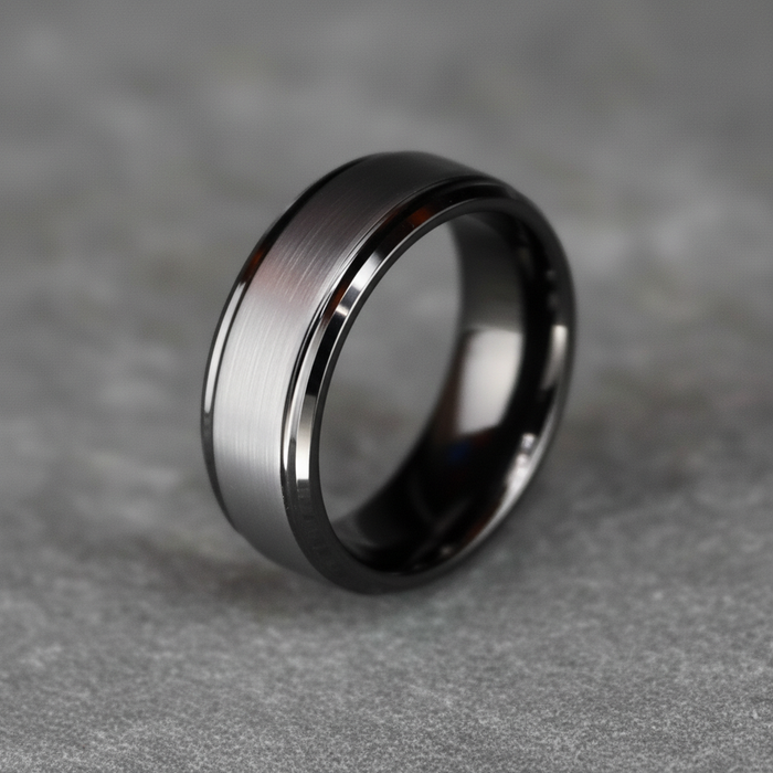 The Fortress 8mm gunmetal plated tungsten ring