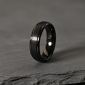 The Foundation, a 6mm bevelled black plated tungsten band