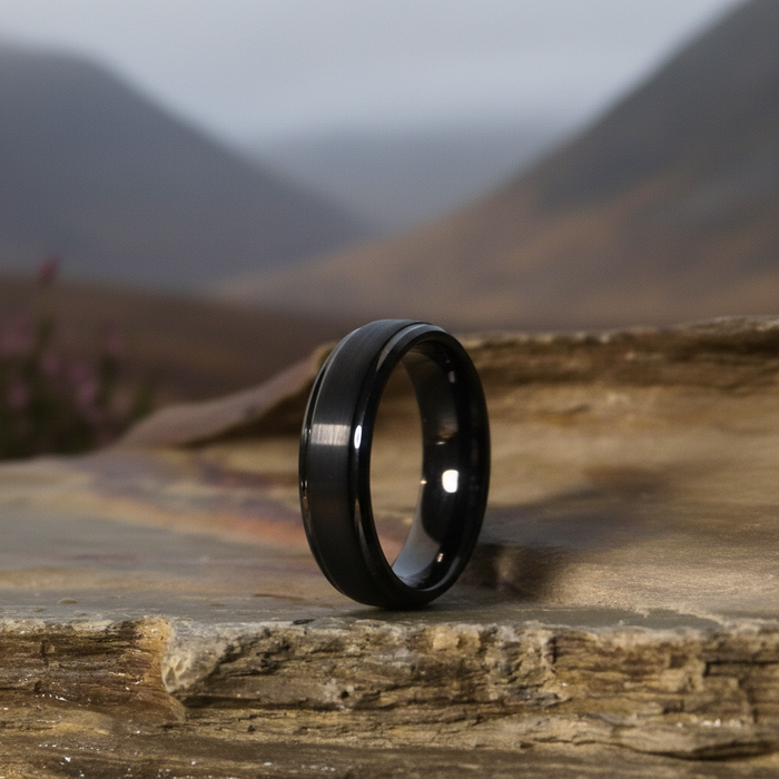 The Foundation 6mm black tungsten wedding band