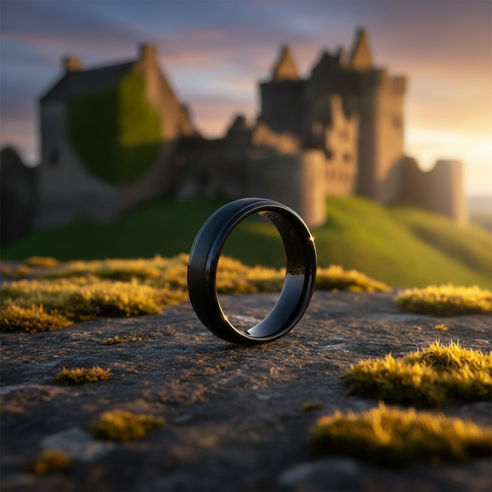 The Foundation 6mm band on mossy stone at Scottish castle ruins